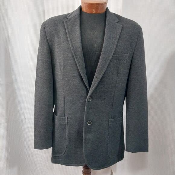 NWOT! JOSEPH ABBOUD! CHARCOAL GRAY FINE KNIT 3 BUTTON BLAZER, JACKET! SZ L - Picture 2 of 12